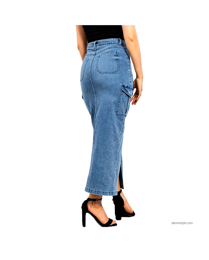 Danim Ladies Denim  Vintage Skirts, (Light-Blue)