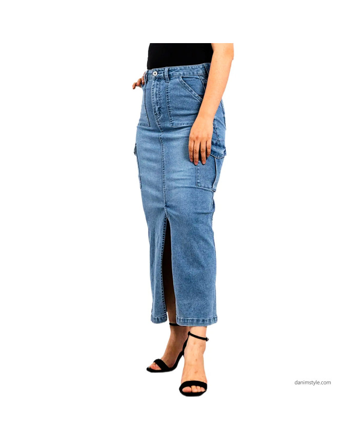 Danim Ladies Denim  Vintage Skirts, (Light-Blue)