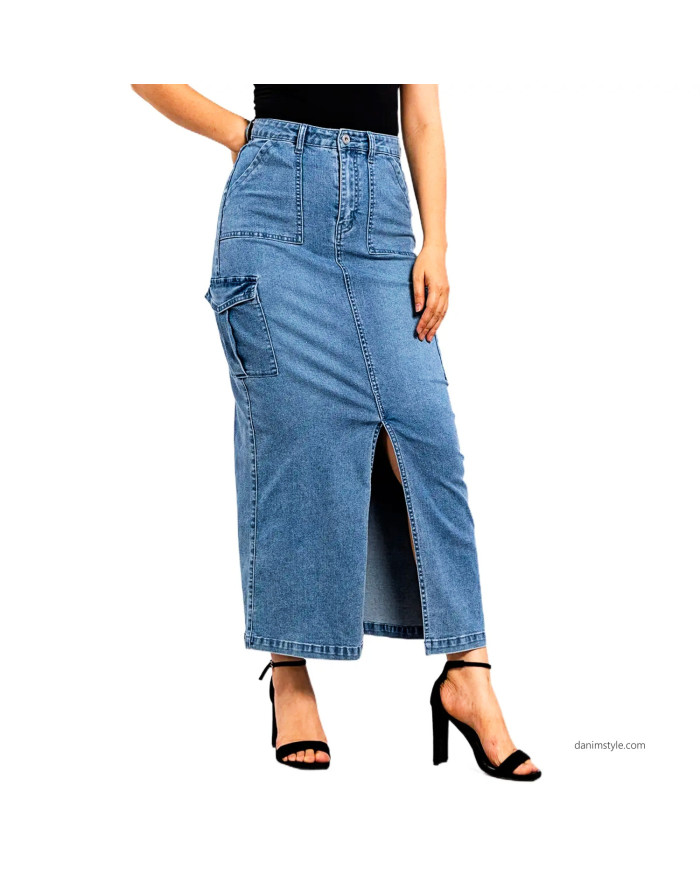 Danim Ladies Denim  Vintage Skirts, (Light-Blue)