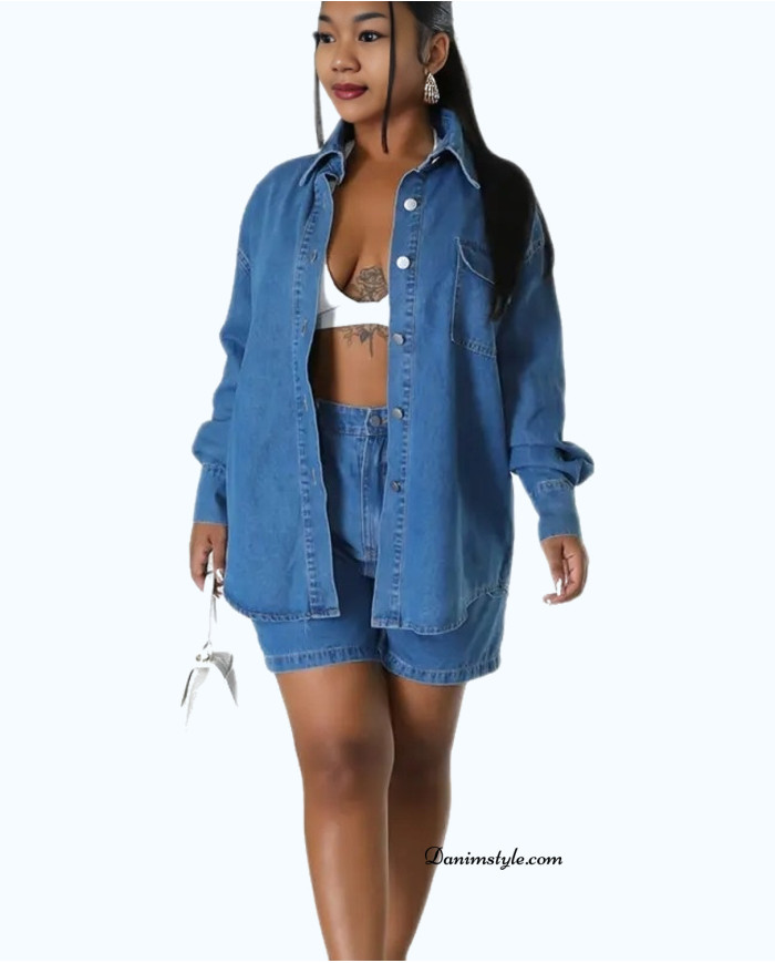 Danim Babe Denim Shirt Dress (Blue)