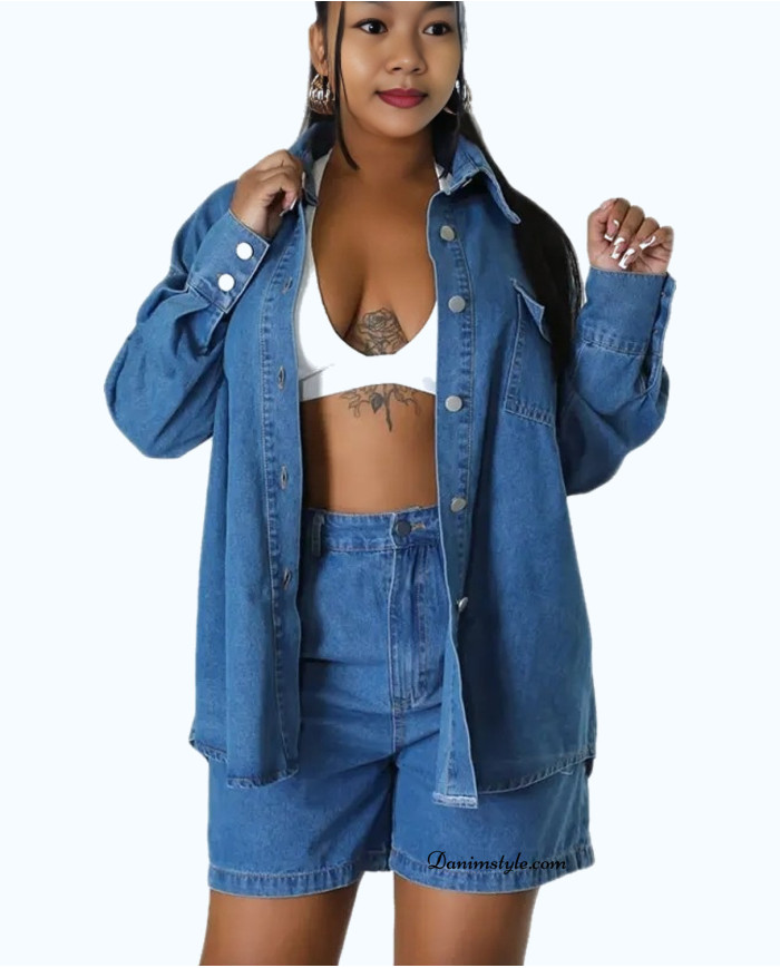 Danim Babe Denim Shirt Dress (Blue)