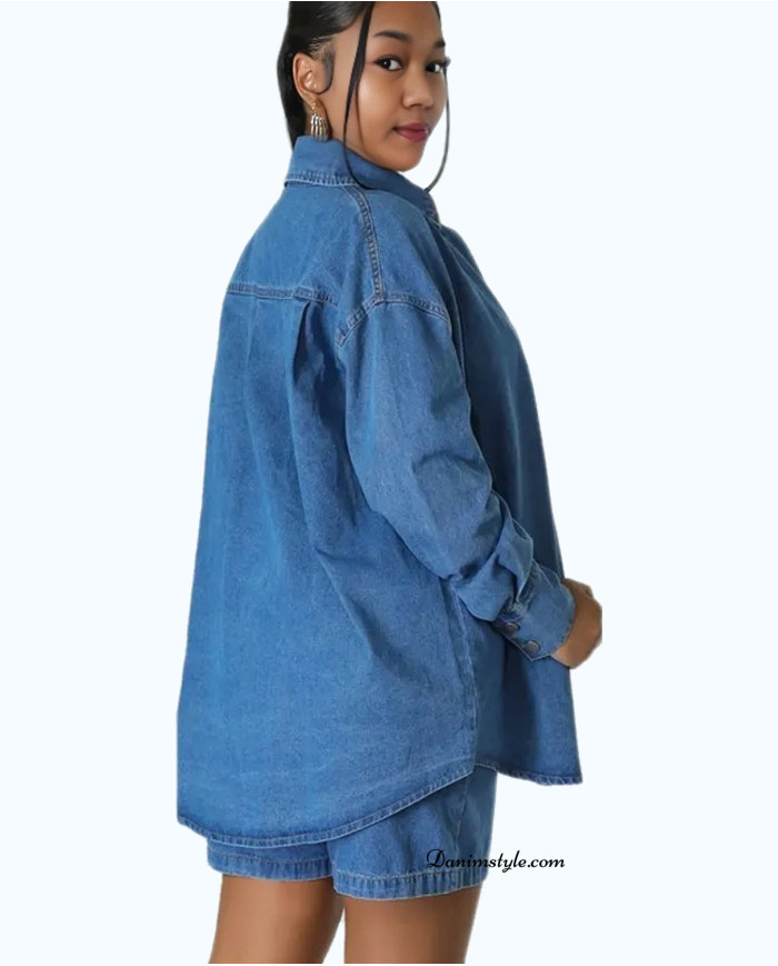 Danim Babe Denim Shirt Dress (Blue)
