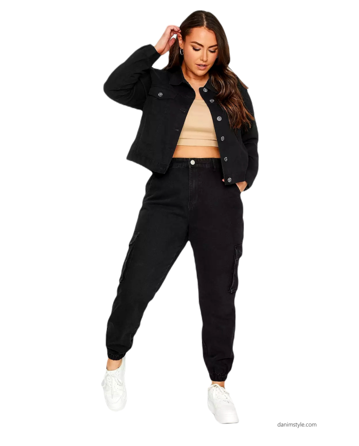 Danim Ladies Denim  Street  Jacket, (Black)