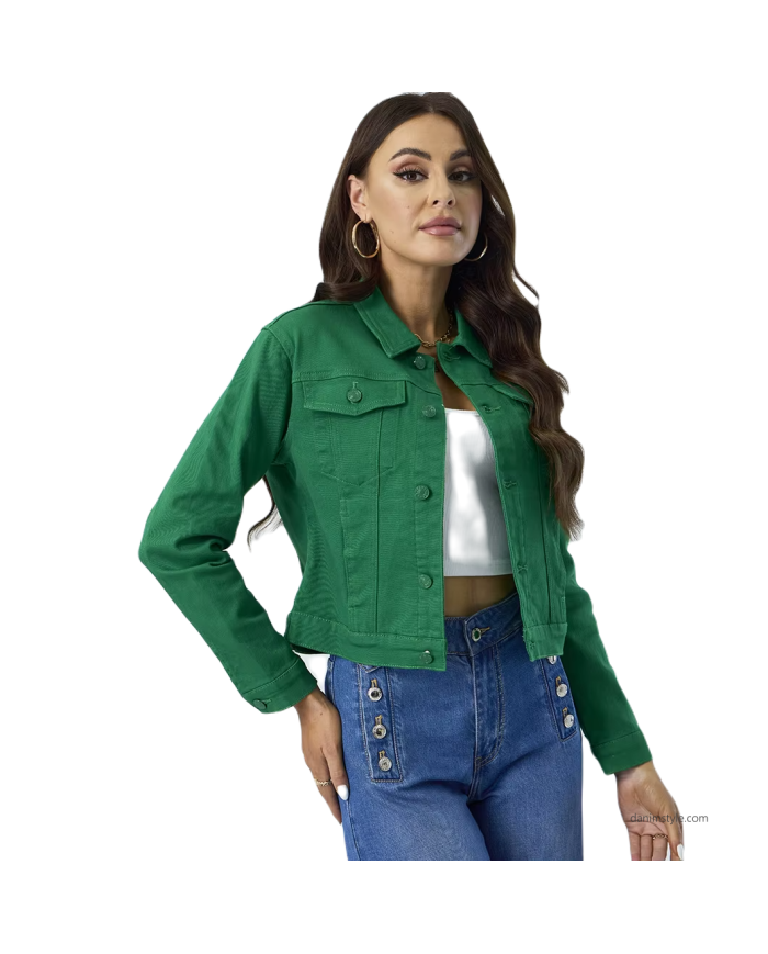 Danim Ladies Denim  Street  Jacket, (Green)