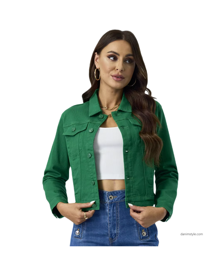 Danim Ladies Denim  Street  Jacket, (Green)
