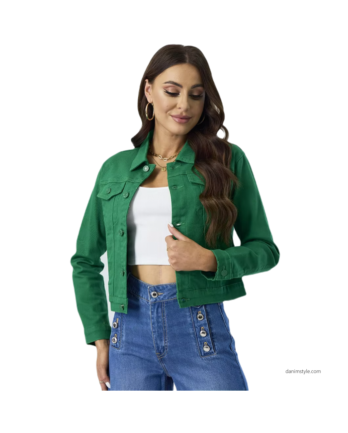 Danim Ladies Denim  Street  Jacket, (Green)