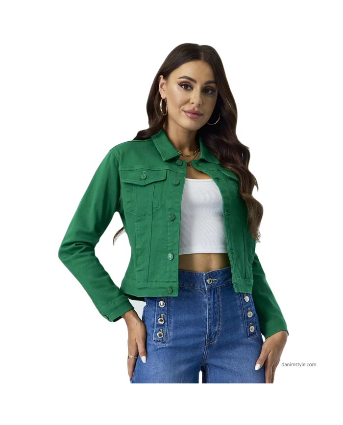 Danim Ladies Denim  Street  Jacket, (Green)