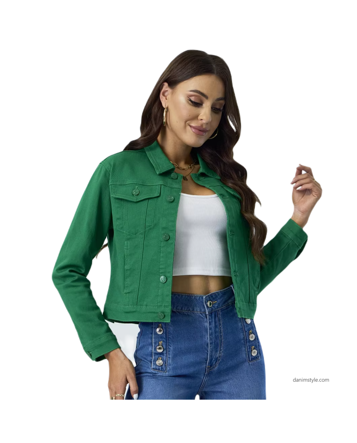Danim Ladies Denim  Street  Jacket, (Green)