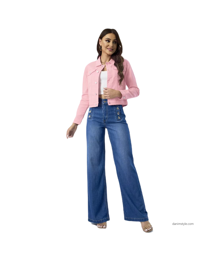 Danim Ladies Denim  Street  Jacket, (Pink)