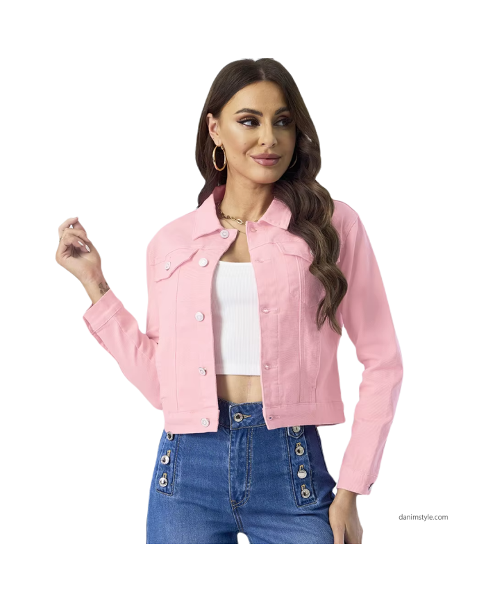 Danim Ladies Denim  Street  Jacket, (Pink)