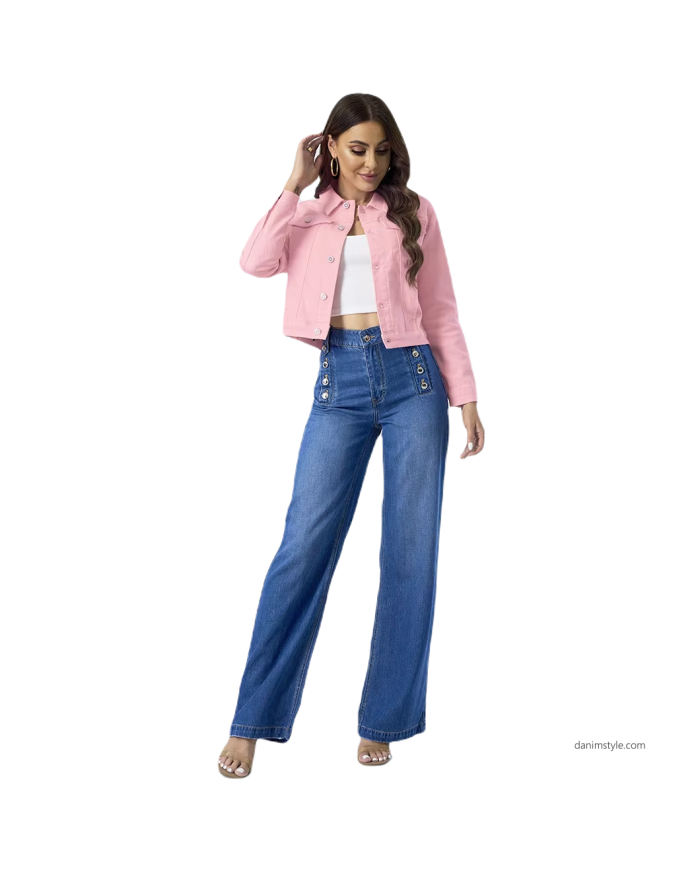 Danim Ladies Denim  Street  Jacket, (Pink)