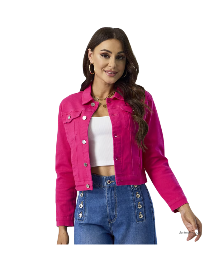 Danim Ladies Denim  Street  Jacket, (Rose)