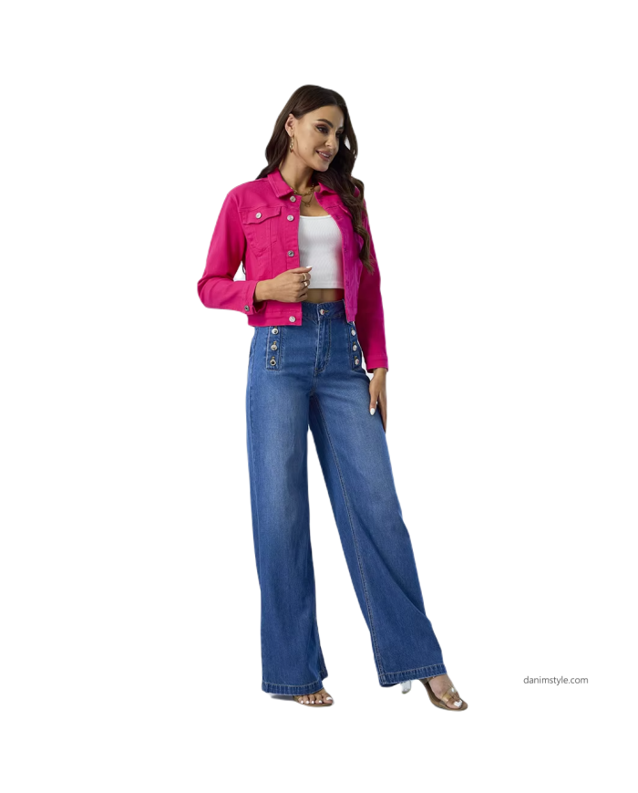 Danim Ladies Denim  Street  Jacket, (Rose)