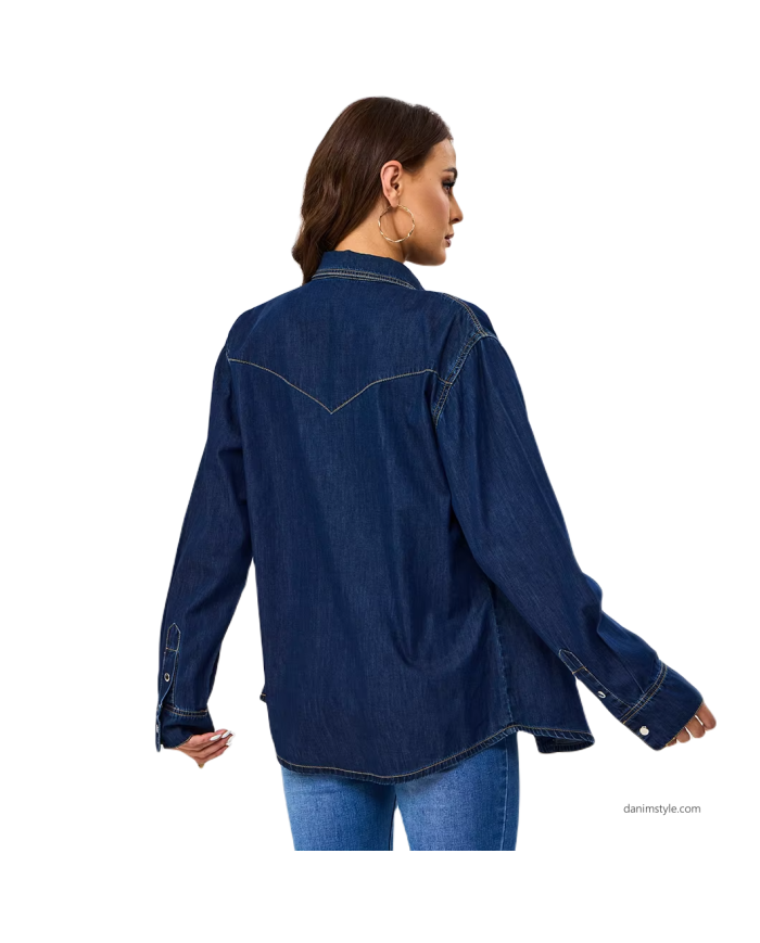 Danim Ladies Denim Midi Dress (Navy-Blue)