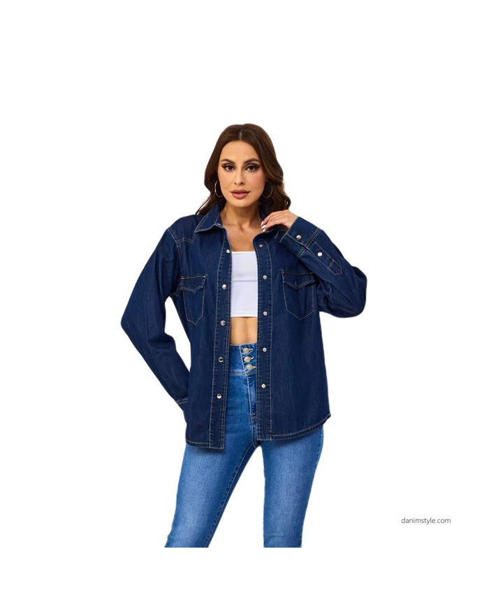 Danim Ladies Denim Midi Dress (Navy-Blue)