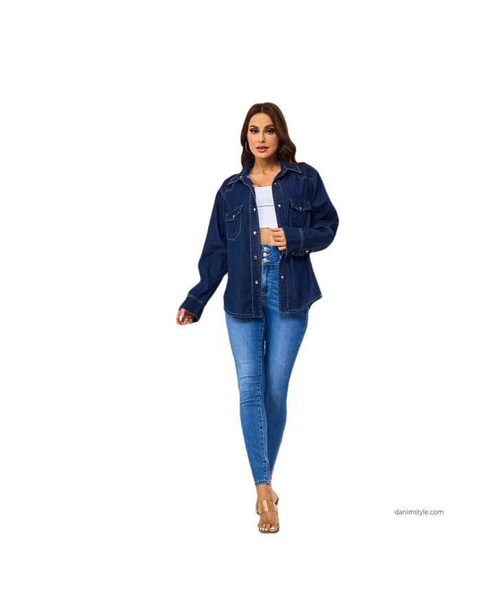 Danim Ladies Denim Midi Dress (Navy-Blue)