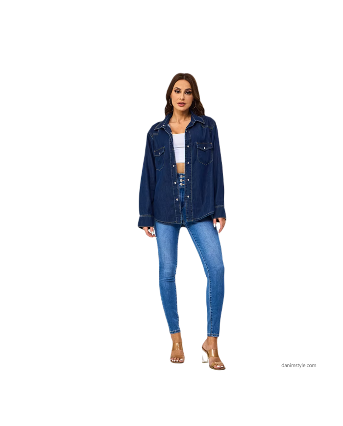 Danim Ladies Denim Midi Dress (Navy-Blue)