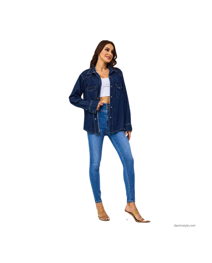 Danim Ladies Denim Midi Dress (Navy-Blue)