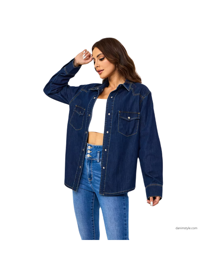 Danim Ladies Denim Midi Dress (Navy-Blue)