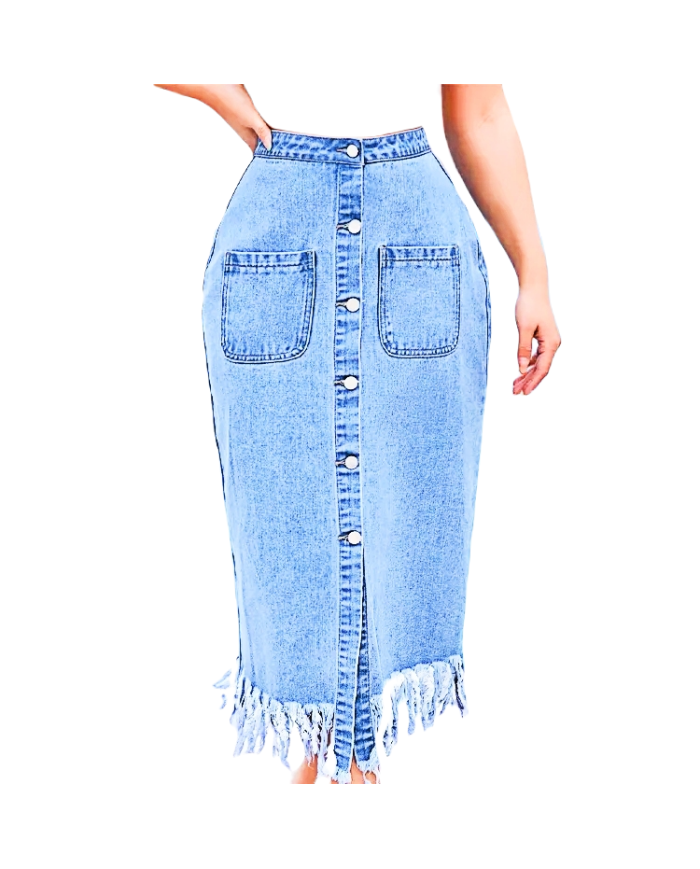 Danim Ladies Denim  Vintage  Skirts, (Light-Blue)