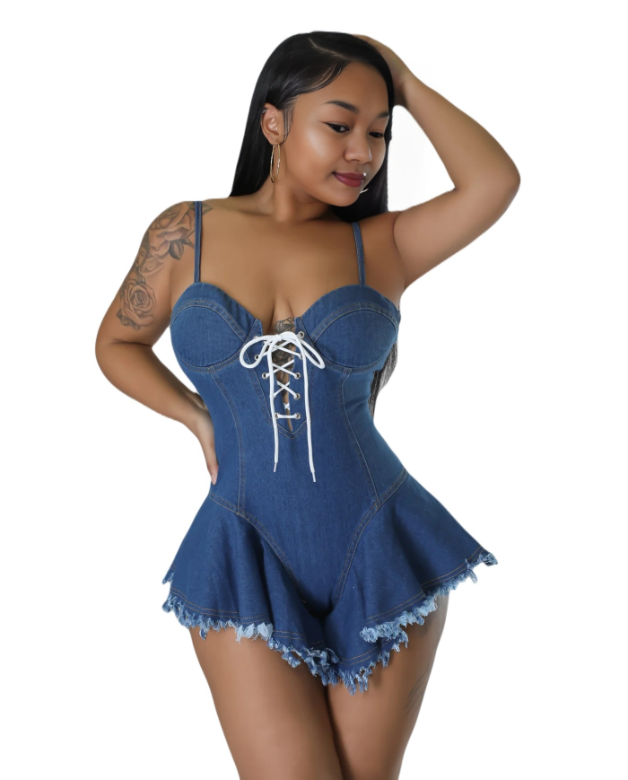 Danim Sweetheart Romper (Navy-Blue)