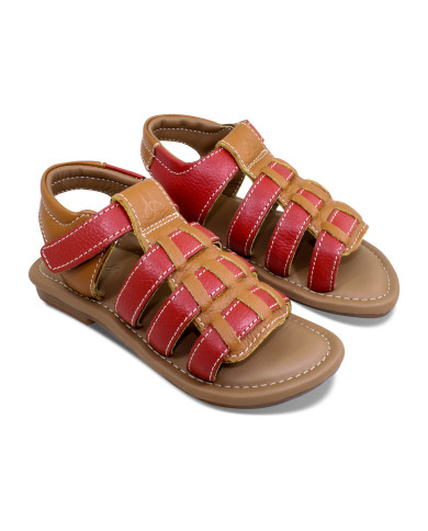 Danim Pure Leather Baby Sandal (Red-Brown)