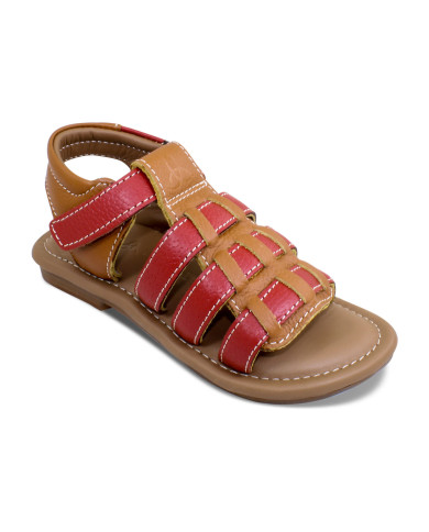 Danim Pure Leather Baby Sandal (Red-Brown)
