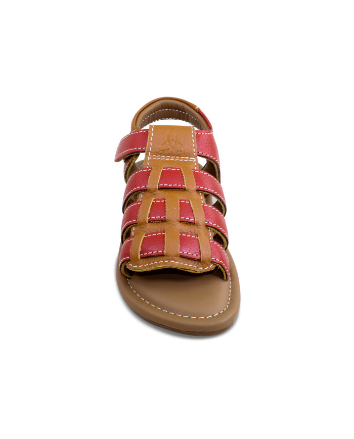 Danim Pure Leather Baby Sandal (Red-Brown)