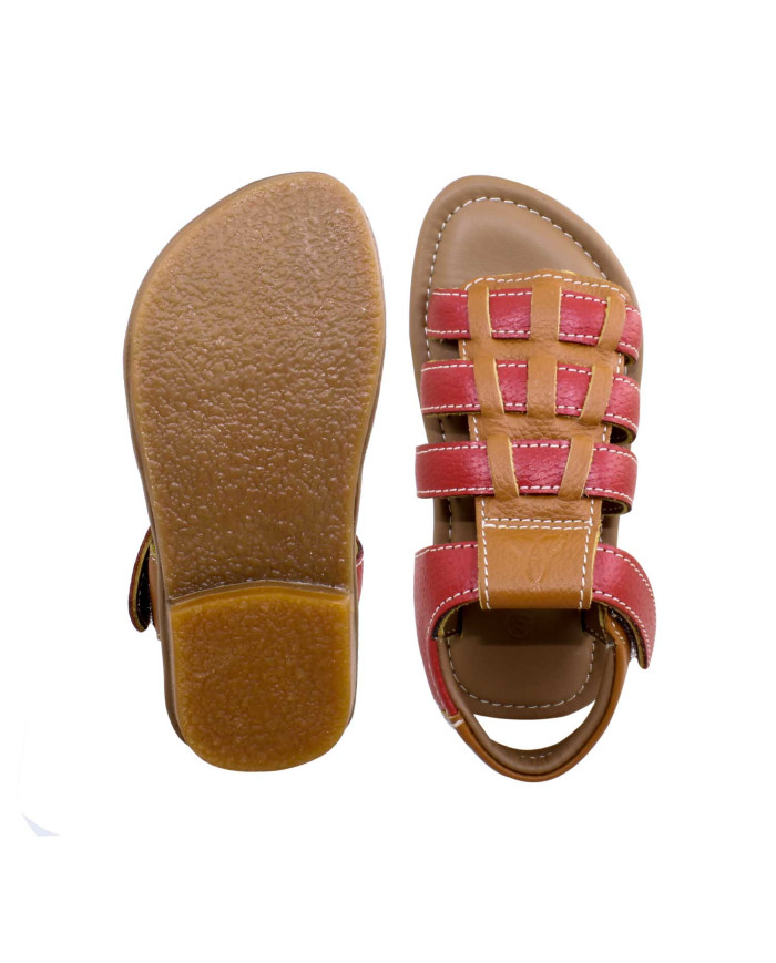 Danim Pure Leather Baby Sandal (Red-Brown)