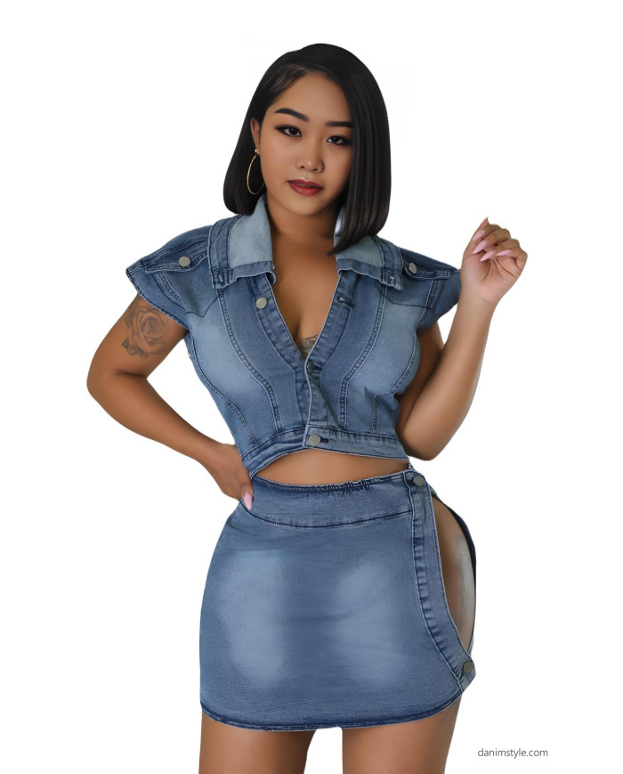Danim Babe Denim Dress (Navy-Blue)