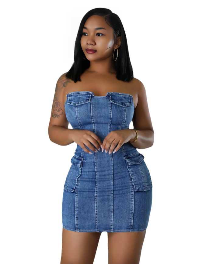 Danim Babe Denim Romper (Navy-Blue)