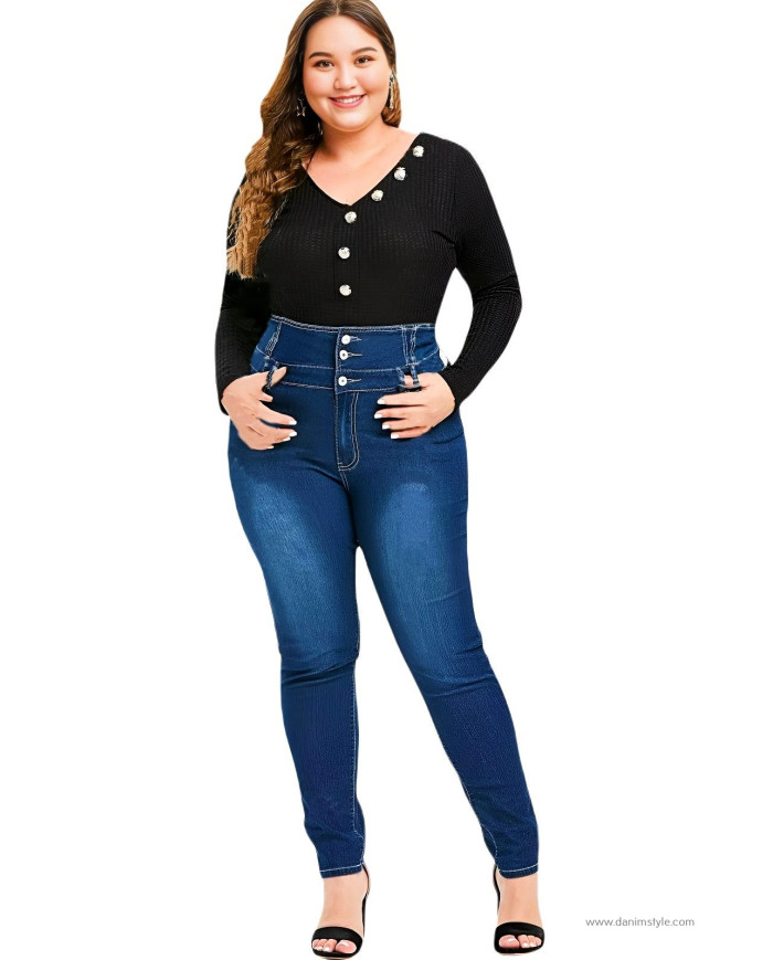 Danim Mom Denim Ladies Pant's, (Navy-Blue)