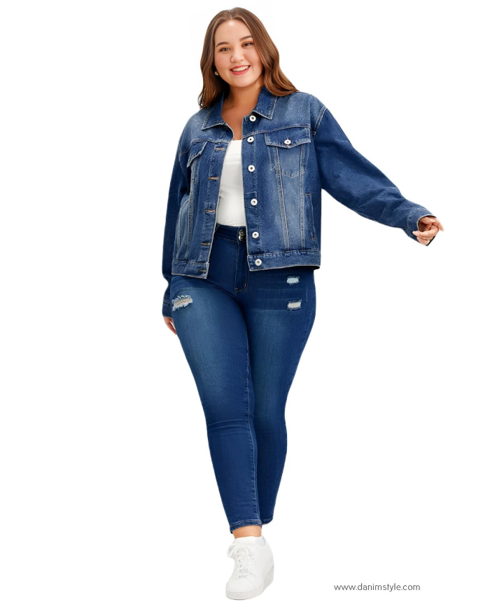 Danim Mario Denim Ladies Jacket, (Navy-Blue)