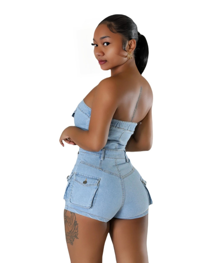 Danim Babe Denim Dress (Light-Blue)