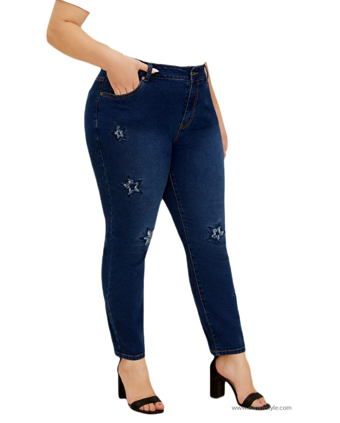 Danim Ladies Jeans Pants (Navy-Blue)