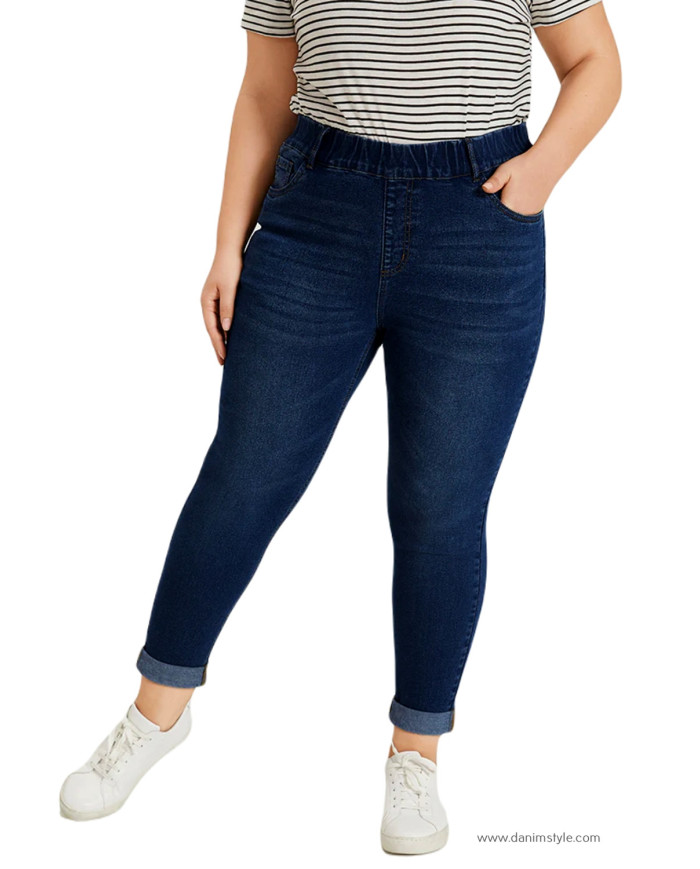 Danim Ladies Jeans Pants (Navy-Blue)