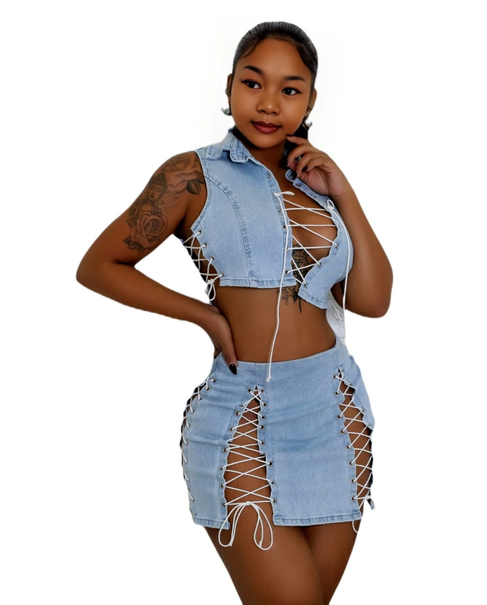 Danim Babe Shorts & Blouse ( Light-Blue-2Pcs)