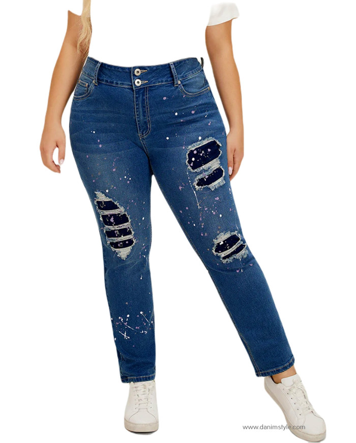 Danim Ladies Jeans Pants (Navy-Blue)