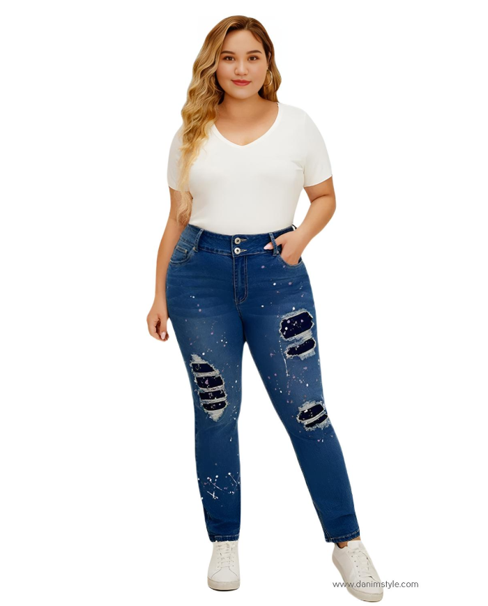Danim Ladies Jeans Pants (Navy-Blue)