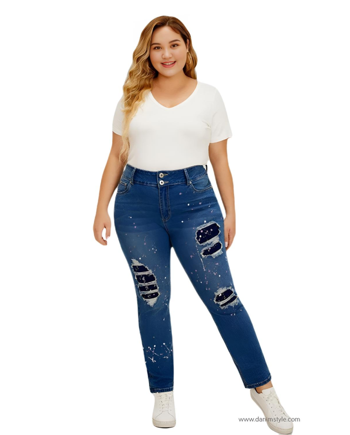 Danim Ladies Jeans Pants (Navy-Blue)