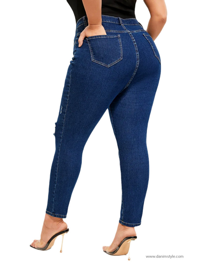 Danim Ladies Jeans Pants (Navy-Blue)