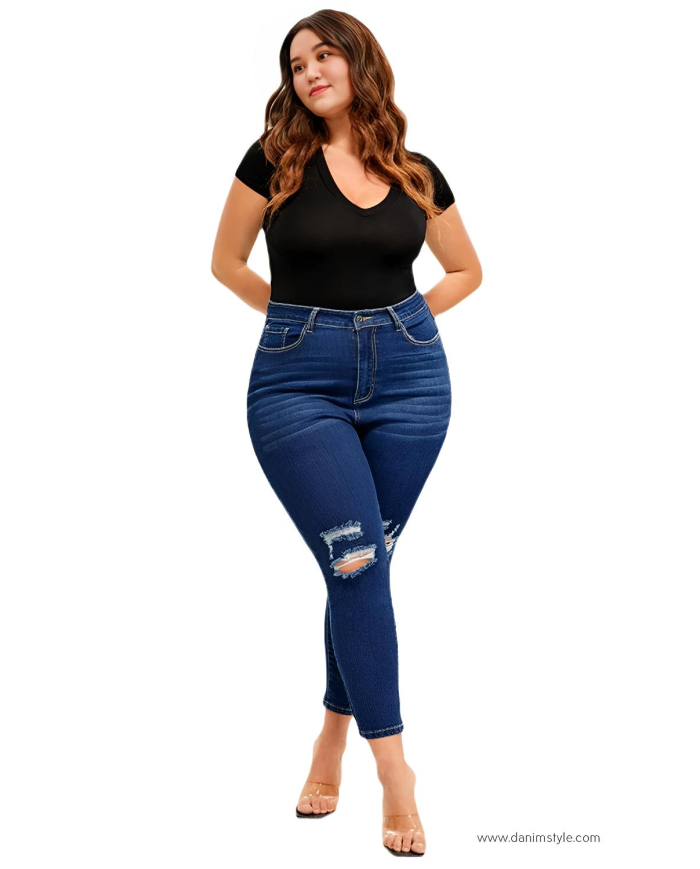 Danim Ladies Jeans Pants (Navy-Blue)