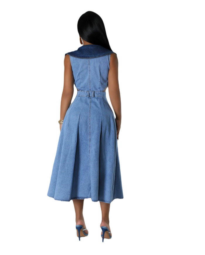 Danim Street Long Denim Dress (Navy)