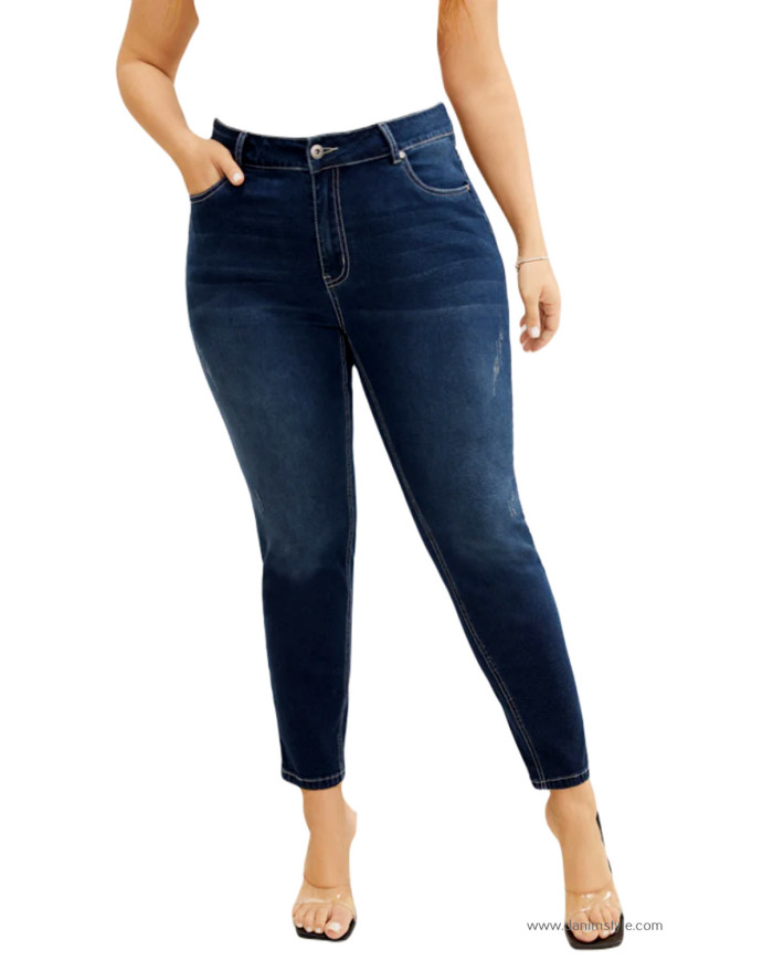 Danim Ladies Jeans Pants (Navy-Blue)