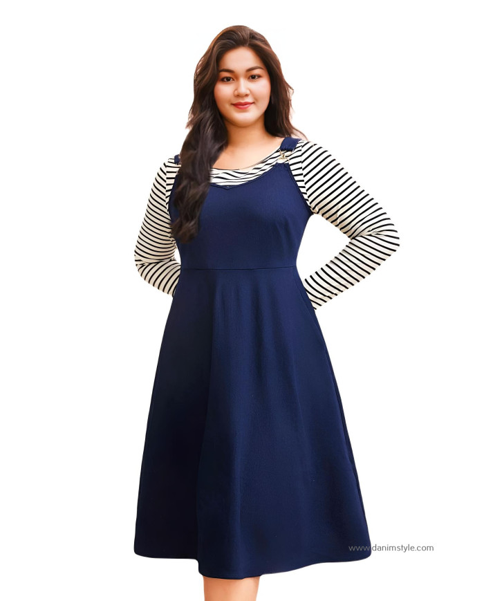 Danim Ladies Romper Denim Dress (Navy)