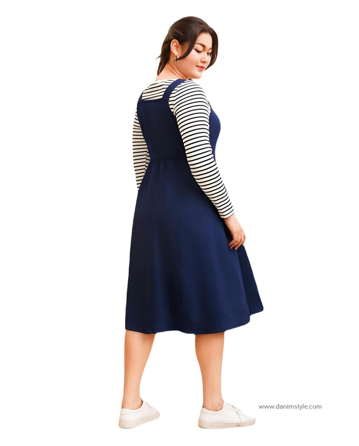 Danim Ladies Romper Denim Dress (Navy)