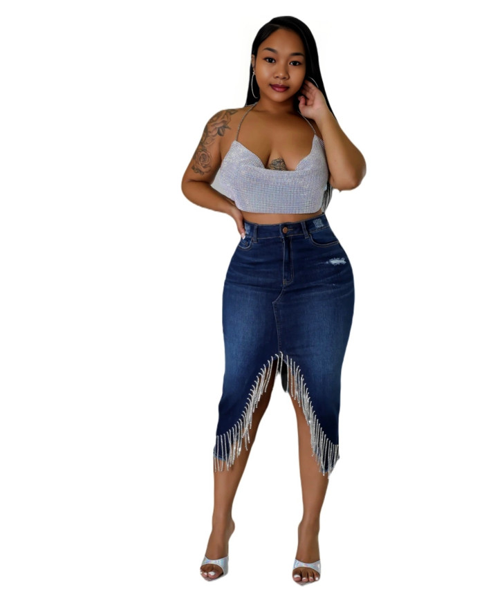 Danim Ladies Denim Street V CatSkirts, (Navy-Blue)