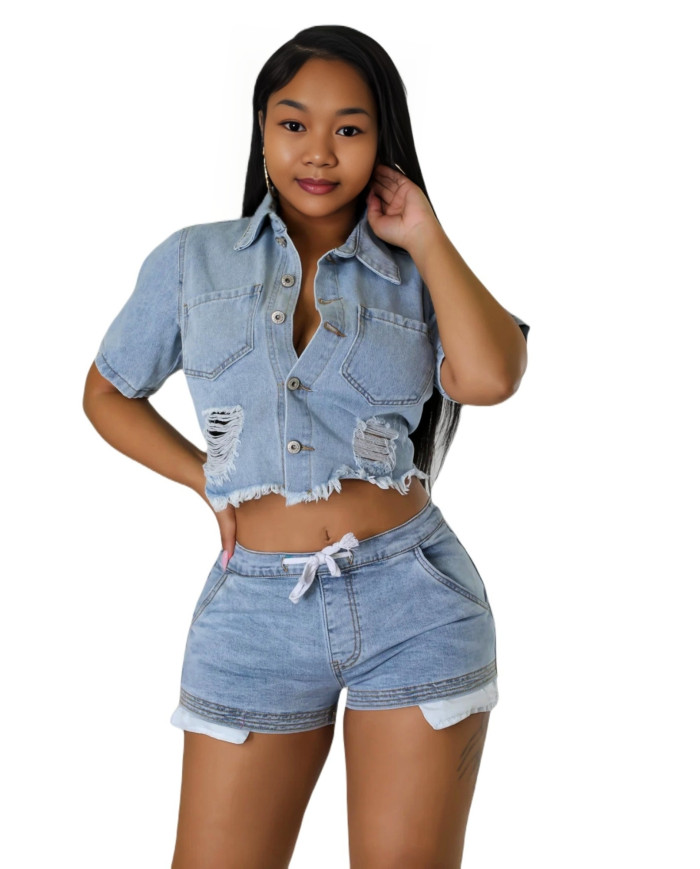 Danim Babe Shorts & Shirts ( Light-Blue-2Pcs)
