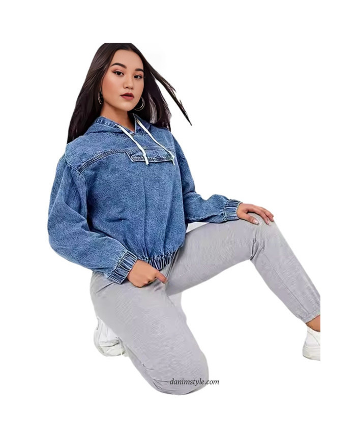 Danim Street Denim Ladies Hoodie (Blue)
