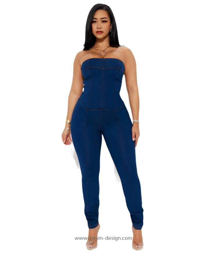 Danim Babe SlimFit Bodycon Denim Dress (Dark-Blue)